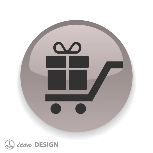 Pictogramme de cadeau sur le panier — Image vectorielle