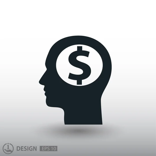 Tête humaine penser à l'argent — Image vectorielle
