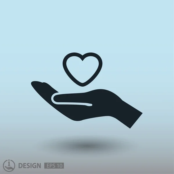 Coração na mão humana. — Vetor de Stock