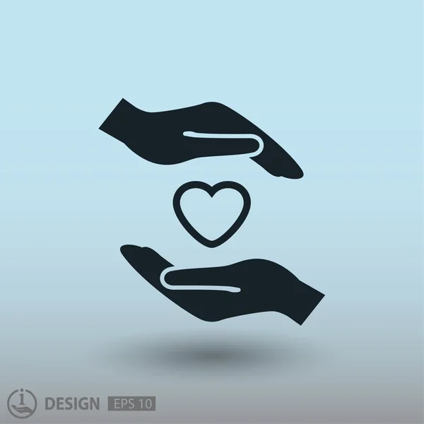 Pictograph of heart in hands — Stock Vector