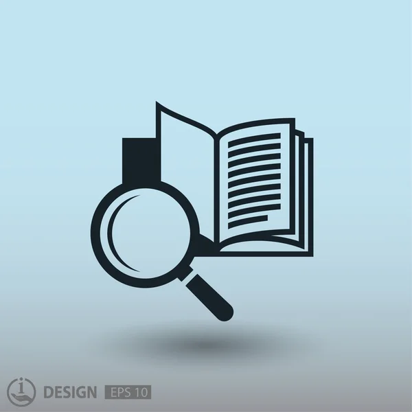 Book icon with magnifying glass — Stock Vector
