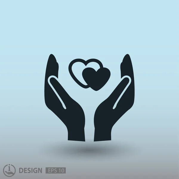 Ikony Symbols serc w ręce — Wektor stockowy