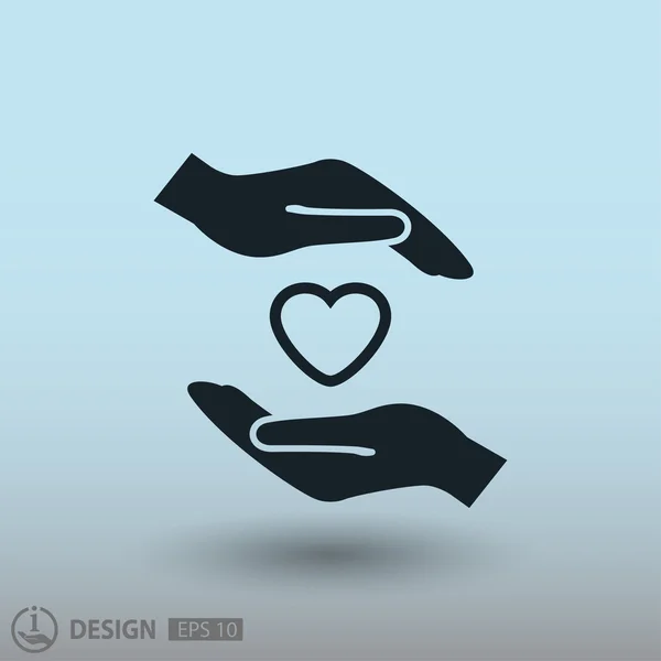 Ikona srdce v rukou — Stockový vektor