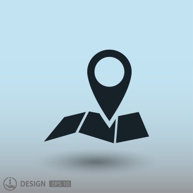 Harita üzerinde toplu iğne. Vektör simgesi