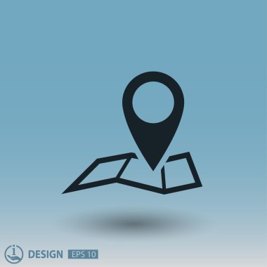 Harita üzerinde toplu iğne. Vektör simgesi