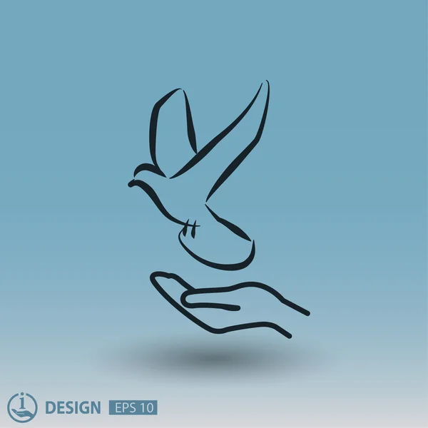 Ikona ptáka, ilustrace — Stockový vektor