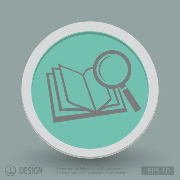 Pictograph of book and magnifier glass — Stock Vector