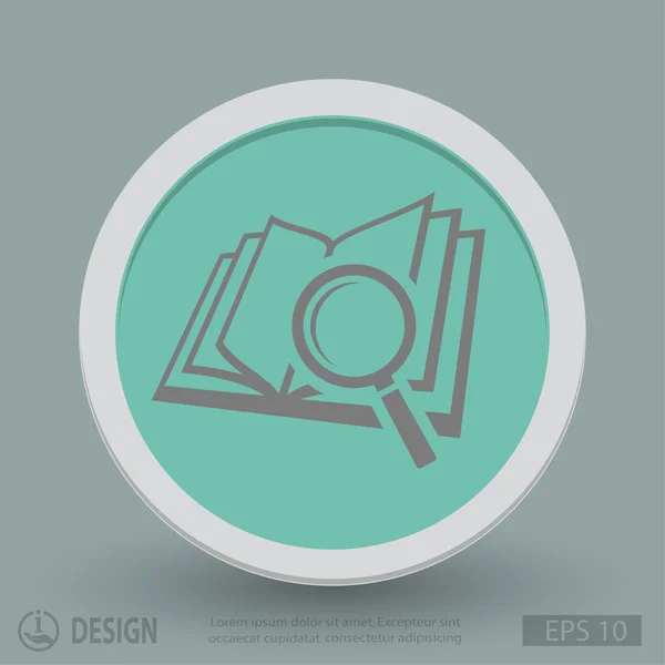 Pictografía de libro y lupa — Vector de stock