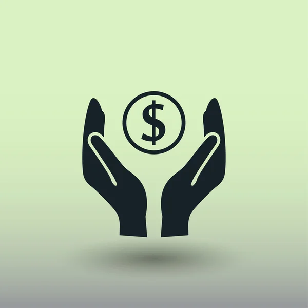 Pictograph of money in hands — Stock Vector