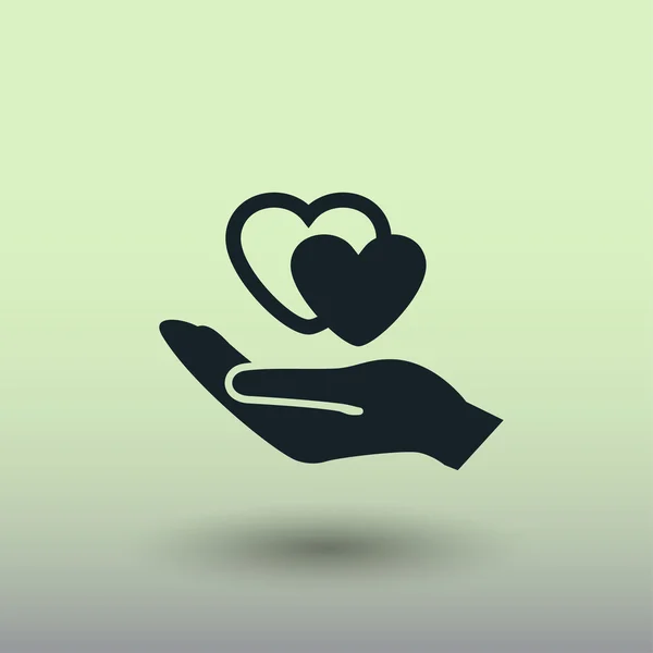 Pictograph voor hearts in hand — Stockvector