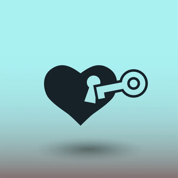 Ikona srdce s klíčem — Stockový vektor