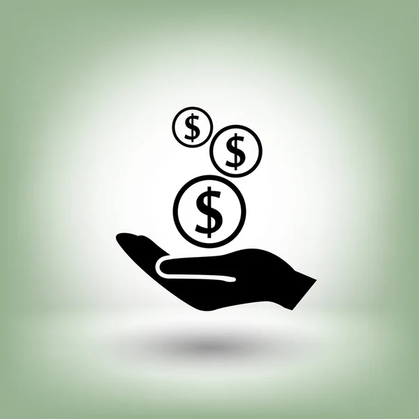 Pictograma de dinheiro na mão — Vetor de Stock