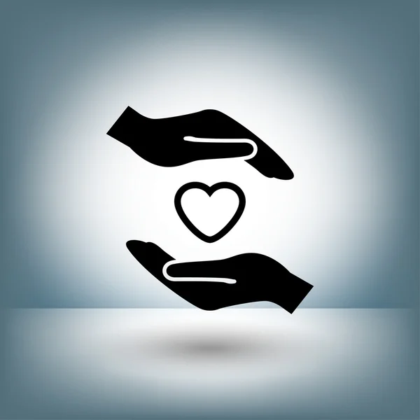Pictograma de coração na mão ícone conceito — Vetor de Stock