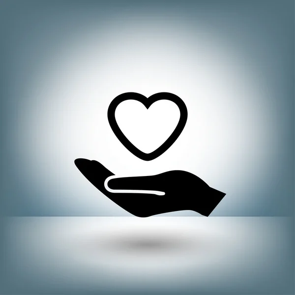 Піктограма серця в піктограмі концепції руки — стоковий вектор