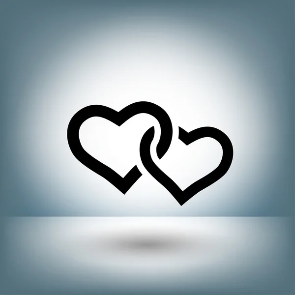 Pictografía de dos corazones icono — Vector de stock