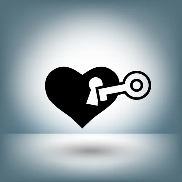 Pictograma de coração com ícone conceito-chave — Vetor de Stock