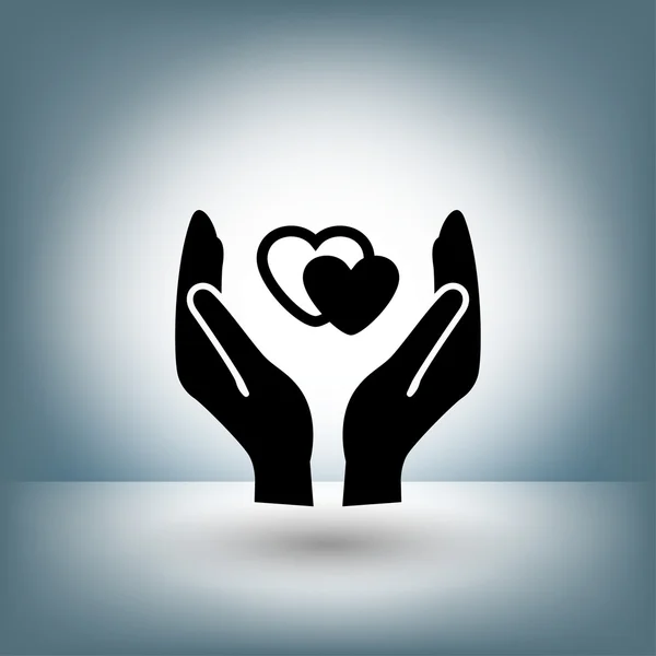 Pictogramme de coeur dans la main icône concept — Image vectorielle