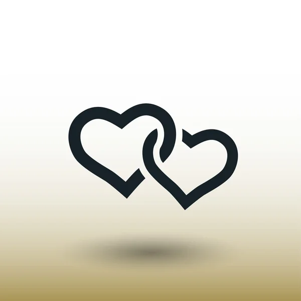 Pictografía de dos corazones icono — Vector de stock