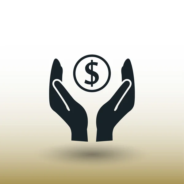 Pictograph geld in het handje concept — Stockvector