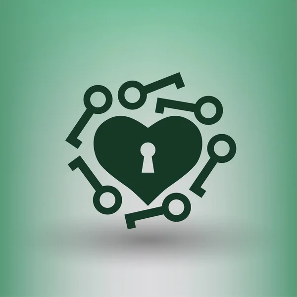 Pictograma de coração com ícone conceito-chave —  Vetores de Stock