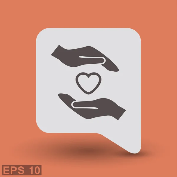 Piktogram serca w ikona koncepcja dłoni — Wektor stockowy