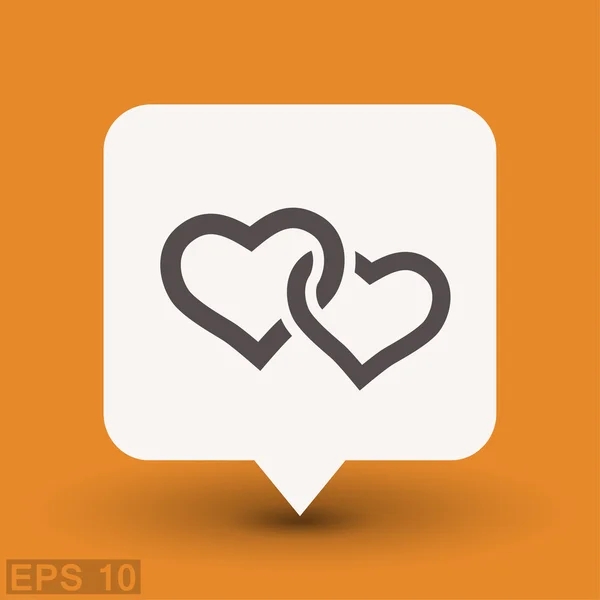 Pictograph van twee harten pictogram — Stockvector