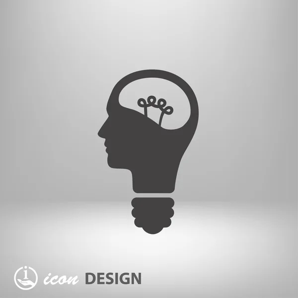 Pictogramme de l'icône du concept ampoule et tête — Image vectorielle