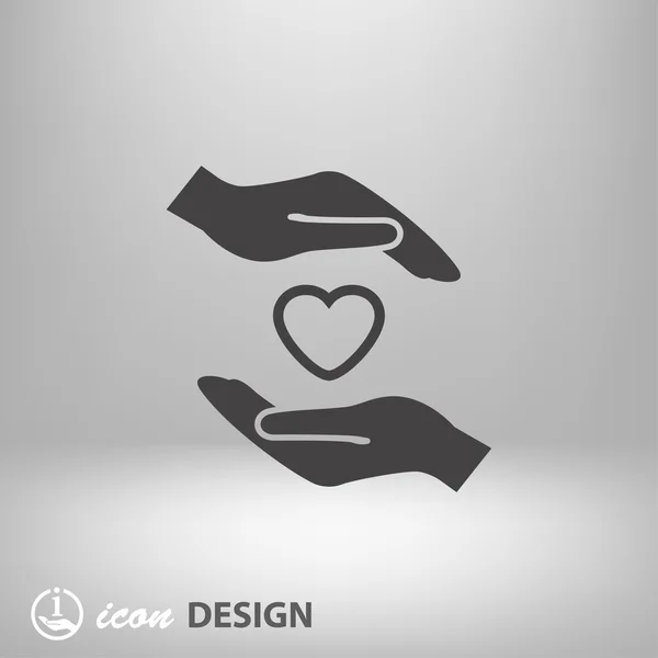 Pictografía del corazón en la mano icono de concepto — Vector de stock
