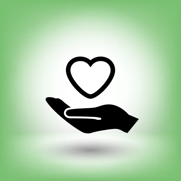 Pittogramma dell'icona del concetto di cuore in mano — Vettoriale Stock