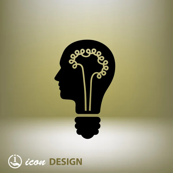 Pictograph of lightbulb and head concept icon — Stock Vector