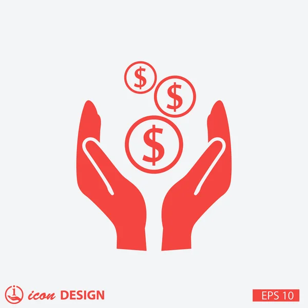 Pictogramme de l'argent dans la main icône concept — Image vectorielle
