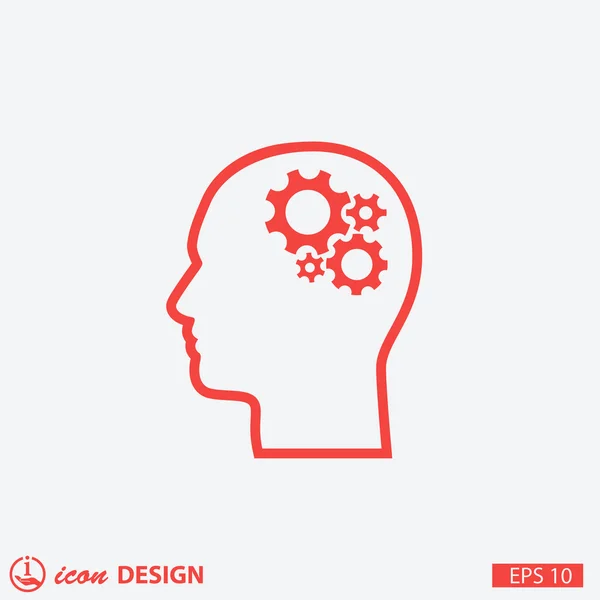 Pictograph av redskap i huvudet konceptet ikon — Stock vektor