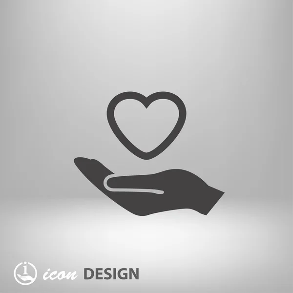 Pictograph of heart in hand concept icon — Stock Vector