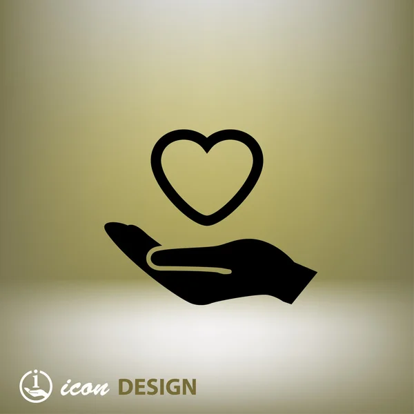 Pictografía del corazón en la mano icono de concepto — Vector de stock