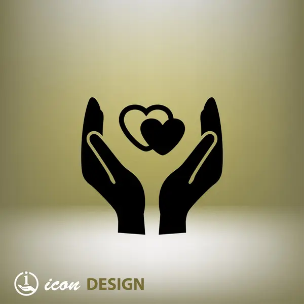 Pictograph of heart in hand concept icon — Stock Vector