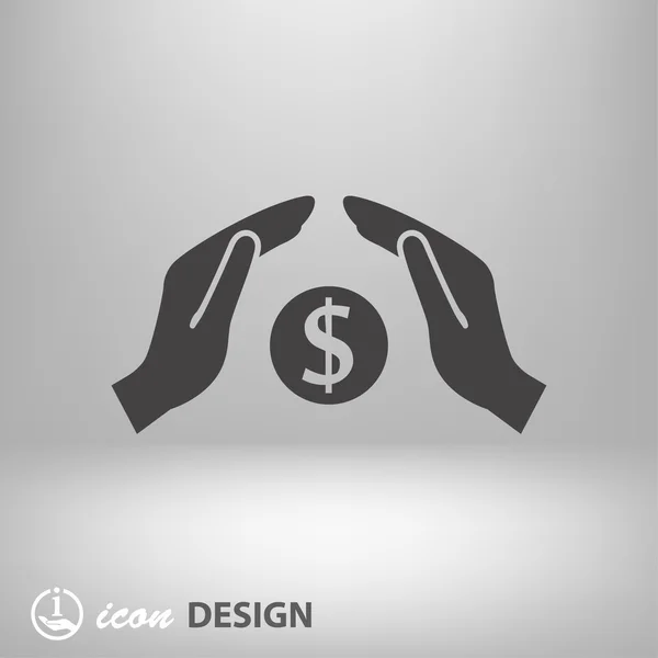 Pictograph of money in hand concept icon — Stock Vector