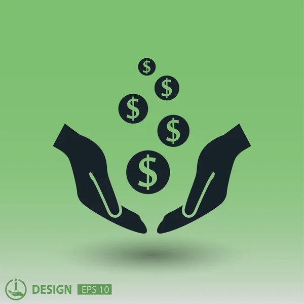 Pictografía del dinero en la mano icono concepto — Vector de stock