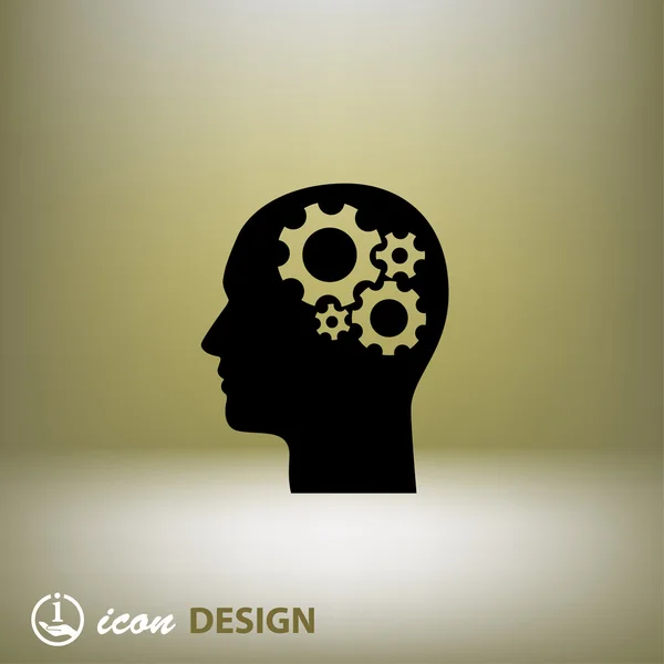Pictogramme des engrenages dans l'icône du concept de tête — Image vectorielle