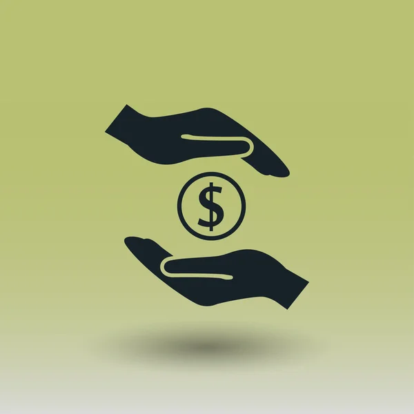 Pictograma de dinheiro na mão ícone conceito — Vetor de Stock
