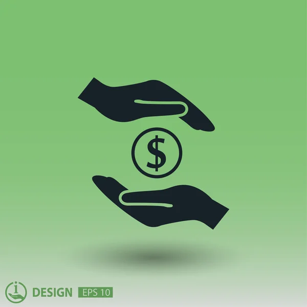 Pictografía del dinero en la mano icono concepto — Vector de stock