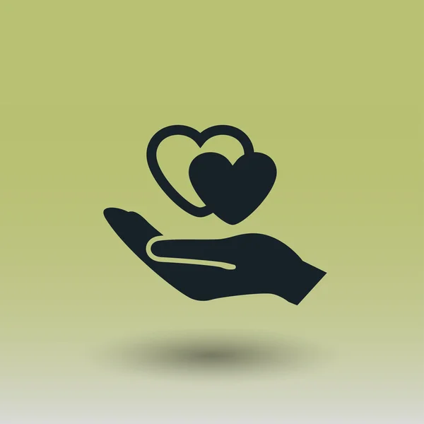 Pictografía del corazón en la mano icono de concepto — Vector de stock