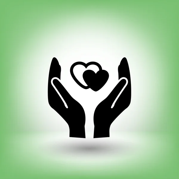 Pictograph of heart in hand concept icon — Stock Vector