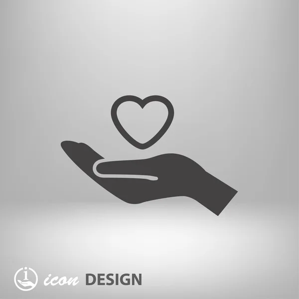 Pictografía del corazón en la mano icono de concepto — Vector de stock