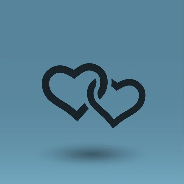 Pictografía de dos corazones icono — Vector de stock