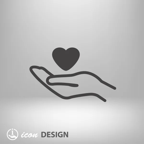 Pictografía del corazón en la mano icono de concepto — Vector de stock