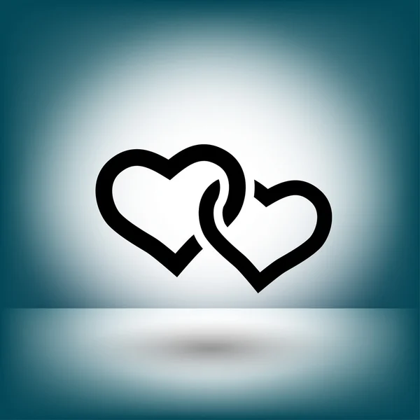 Ikona ikony dvě srdce — Stockový vektor