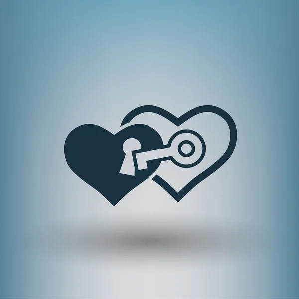 Pictograma de coração com ícone conceito-chave —  Vetores de Stock