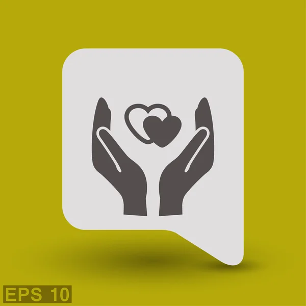 Piktogram serca w ikona koncepcja dłoni — Wektor stockowy