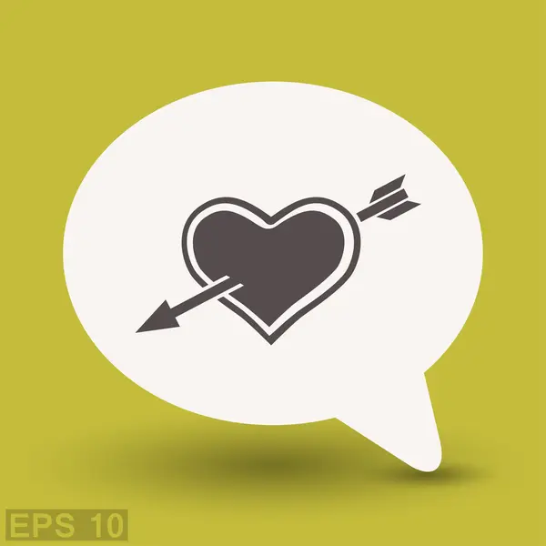 Pictograma de coração com ícone de conceito de seta — Vetor de Stock