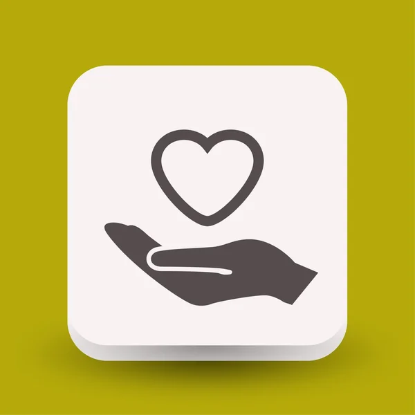 Pictograph of heart in hand concept icon — Stock Vector